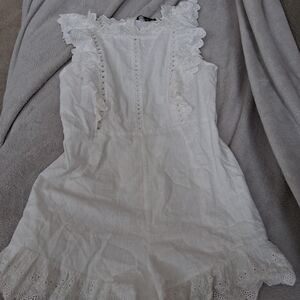 Simplee Apparel White Lace-Trimmed Romper
